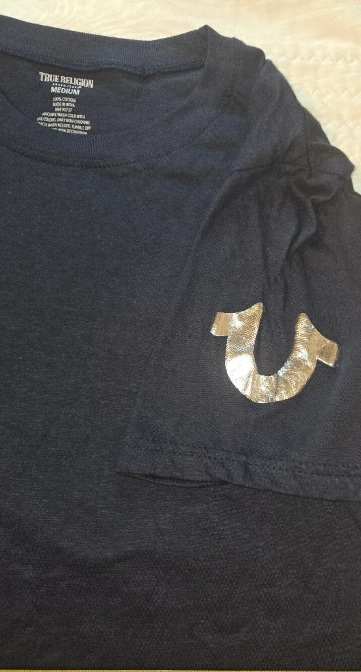True Religion Men's Dark Navy Short Sleeve Crew Tee